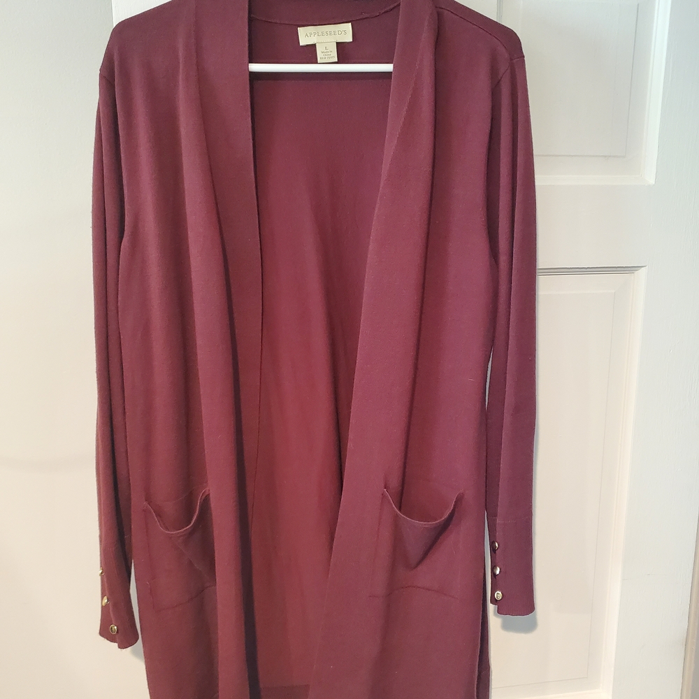 Apt. 9 Women's Burgundy Open Front Sweater